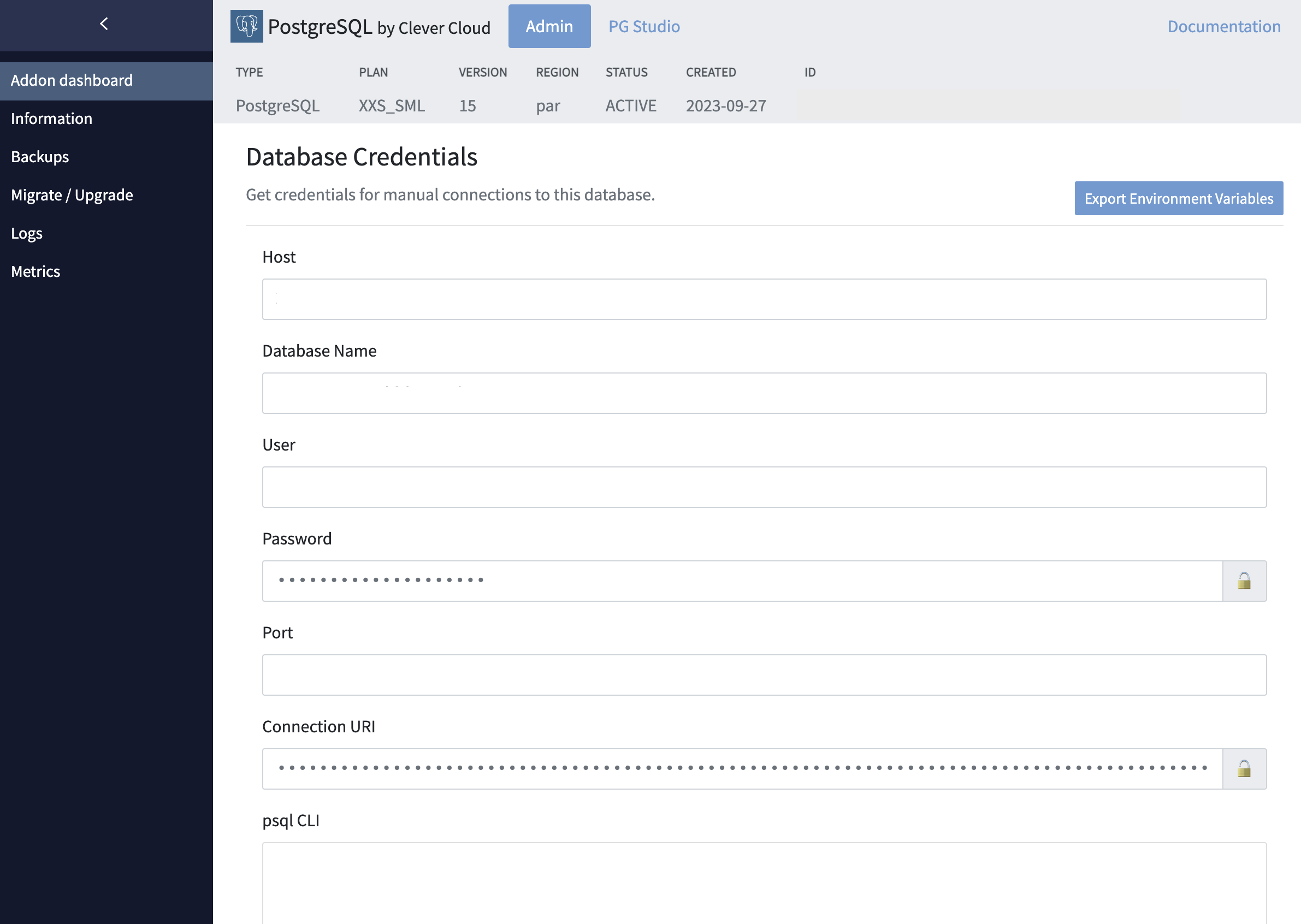 “Add-on dashboard”